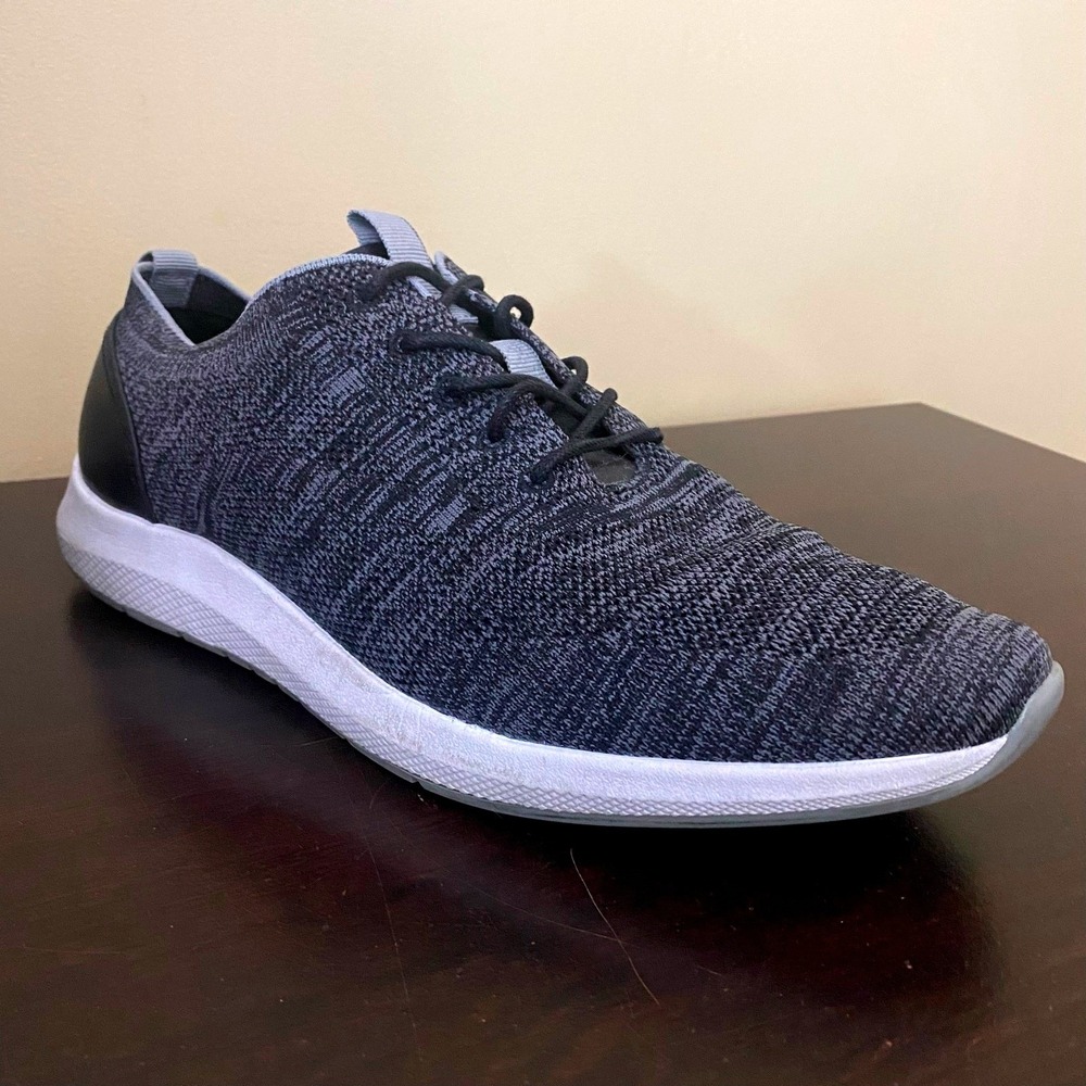 Vince Camuto Mens Black Grey Marled Knit Lace Up Low Top Sneakers